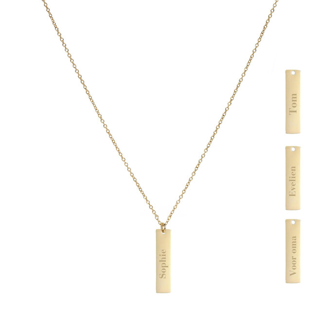 Gepersonaliseerde naam ketting bar small goud
