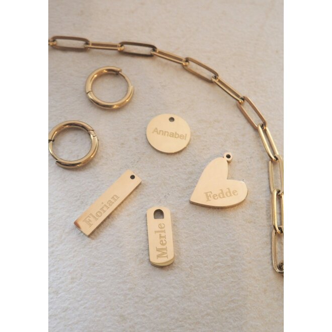 Gepersonaliseerde naam ketting tag chain big plain goud