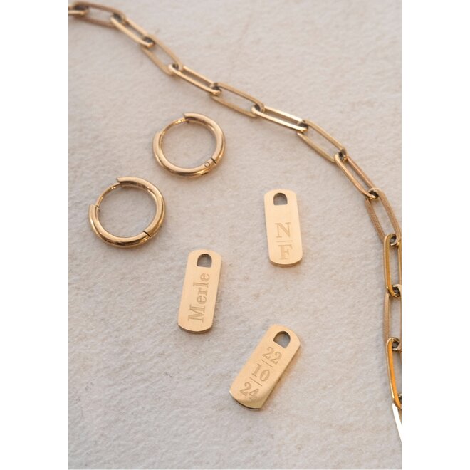 Gepersonaliseerde naam ketting tag chain big plain goud