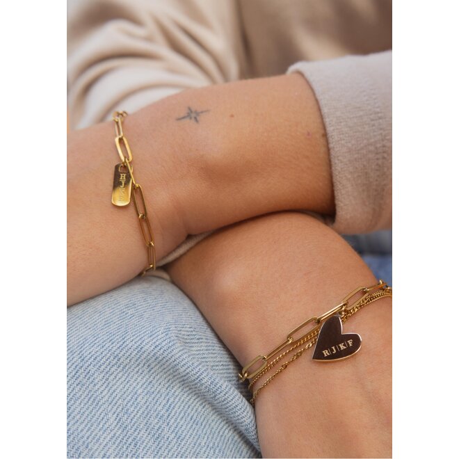 Gepersonaliseerde naam ketting tag chain big plain goud