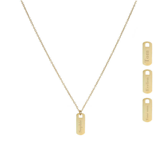 Gepersonaliseerde naam ketting tag small goud
