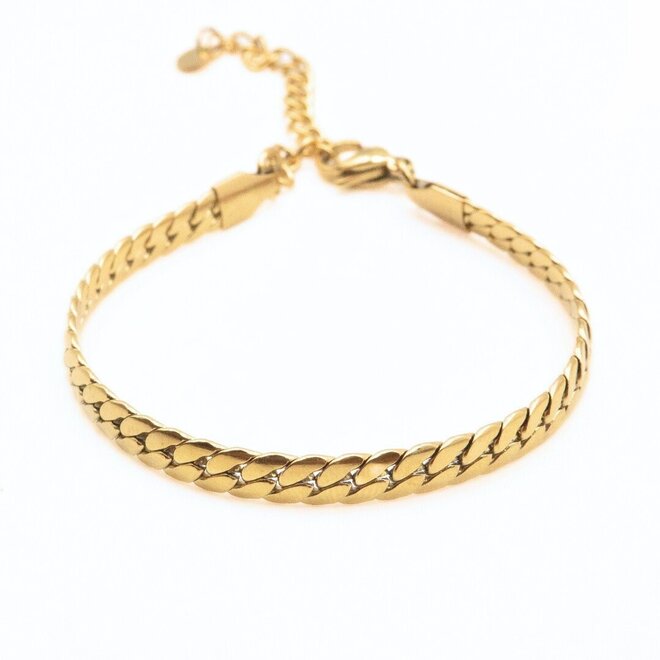 Armband flat chain goud