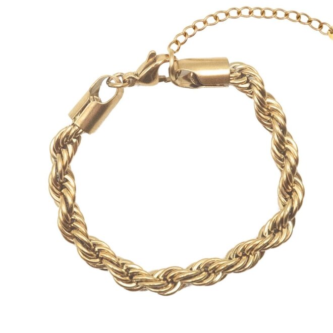 Armband twisted rope chain goud