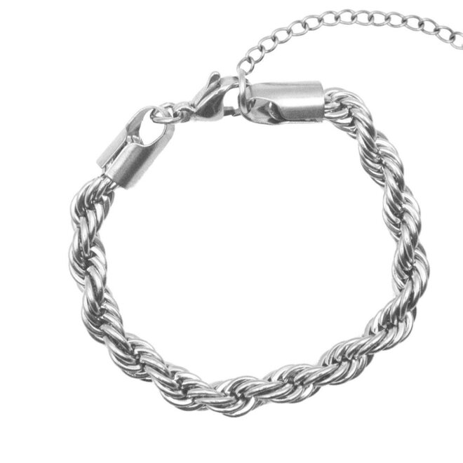 Armband twisted rope chain zilver