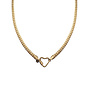 Ketting flat chain heart goud