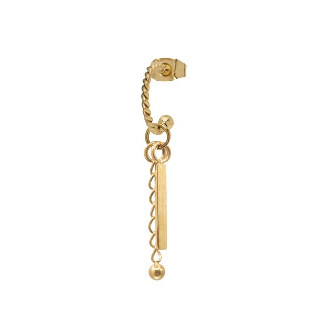 Oorring twisted bar chain goud