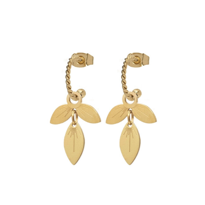 Oorringen twisted small leaf goud