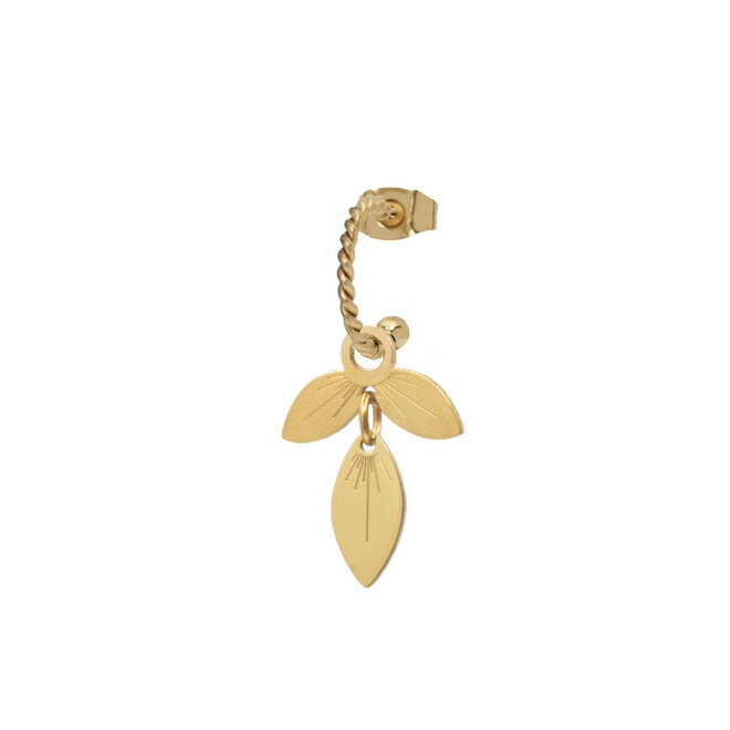 Oorring twisted small leaf goud