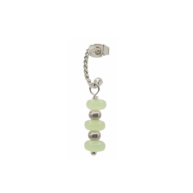 Oorring twisted sammie licht groen zilver