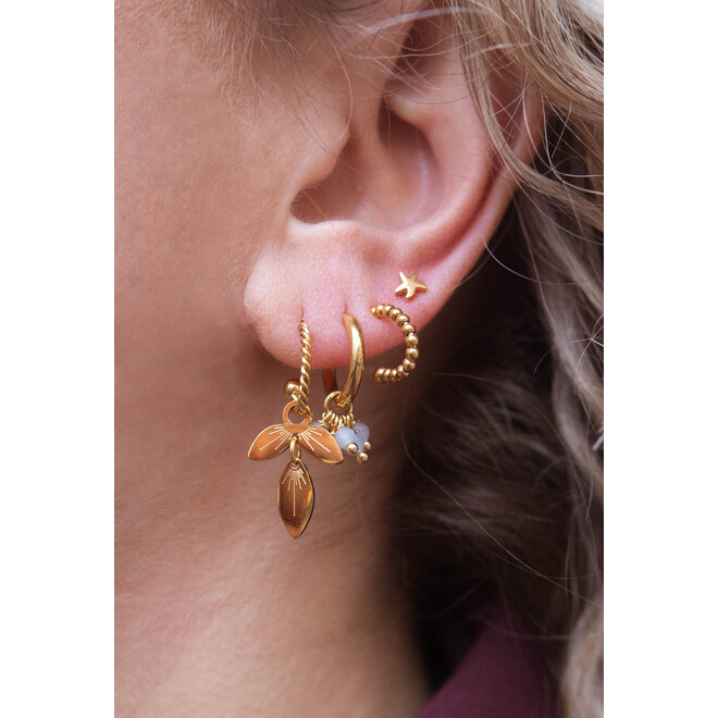 Oorring twisted small leaf goud