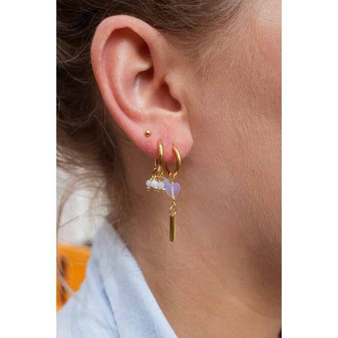 Oorringen opaliet heart bar goud