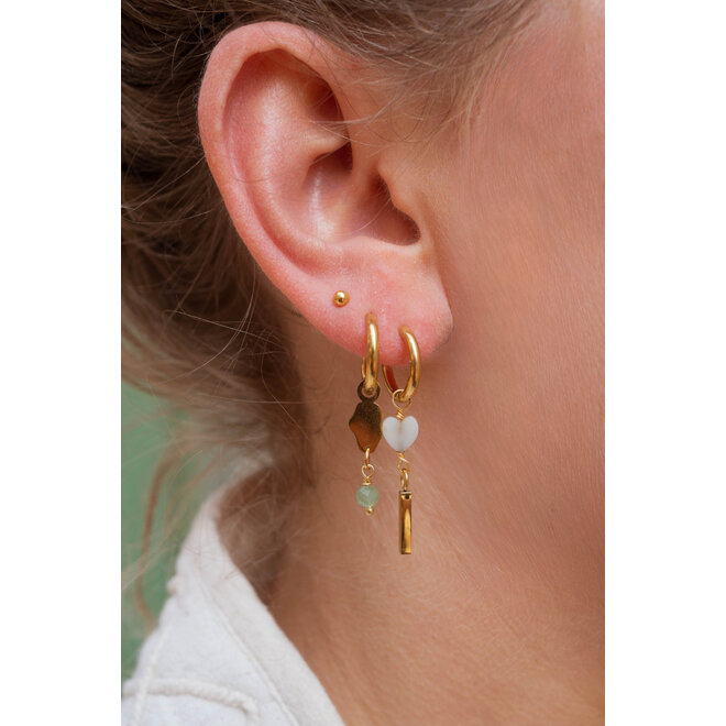 Oorringen amazoniet heart bar goud