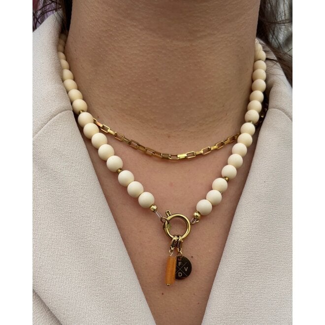 Ketting Liv wit goud