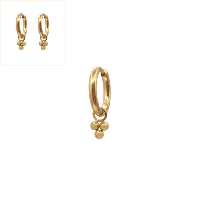 Oorringen 3 dots small goud