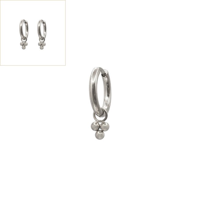 Oorringen 3 dots small zilver