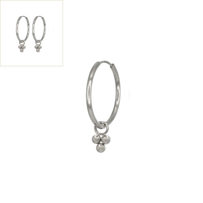 Oorringen 3 dots big zilver