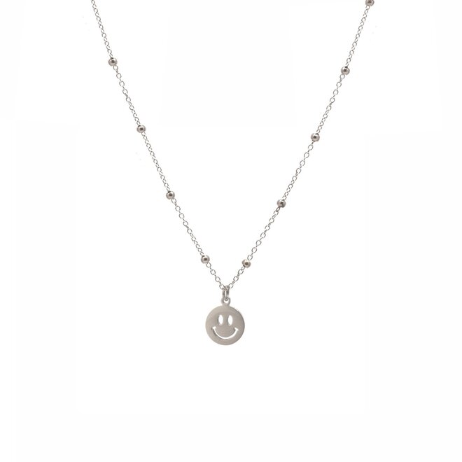 Ketting smiley zilver