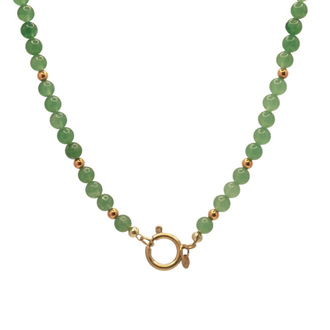 Ketting jade 6mm groen goud