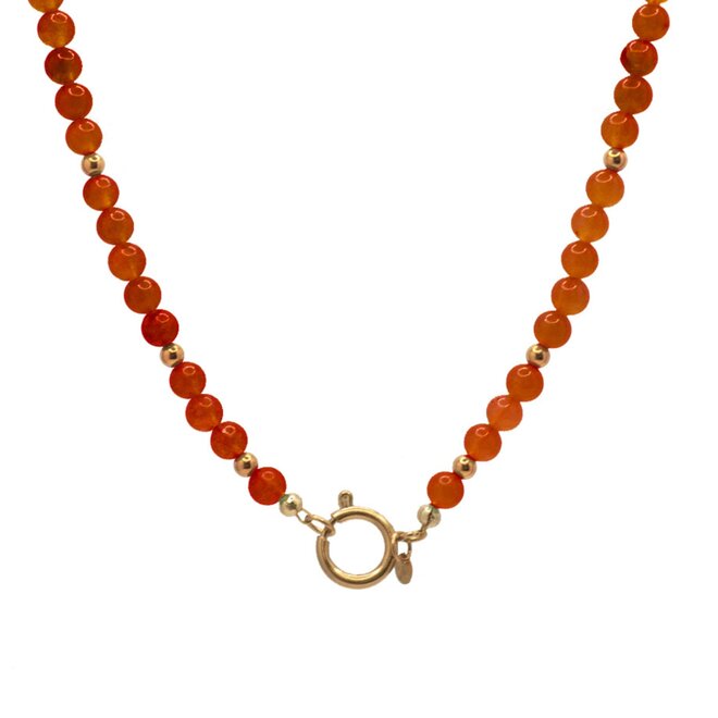 Ketting jade roestbruin goud