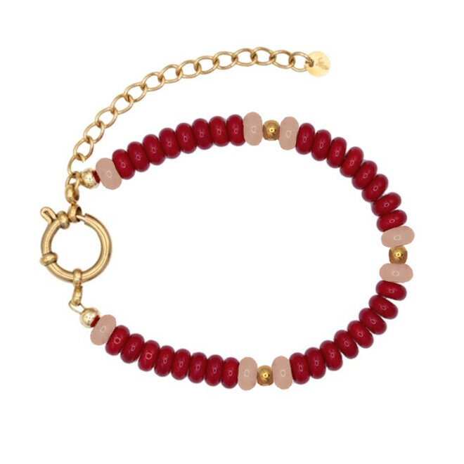 Armbanden sammie rood/roze goud