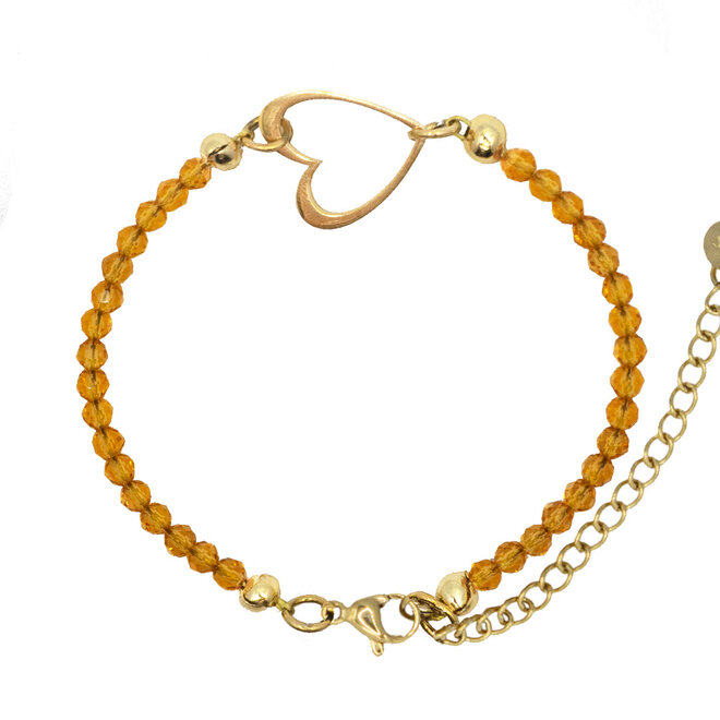 Armband open heart licht bruin goud