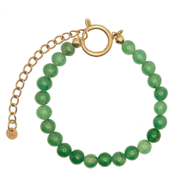 Armband jade 6mm groen goud