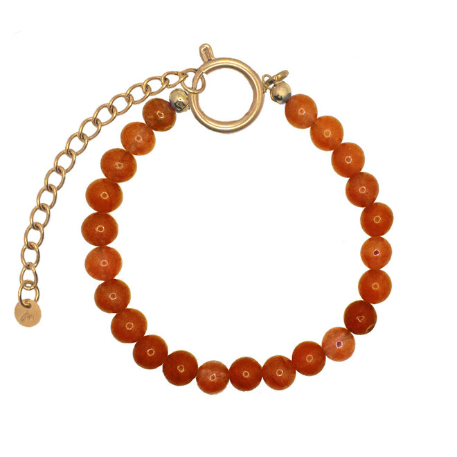 Armband jade 6mm roestbruin goud