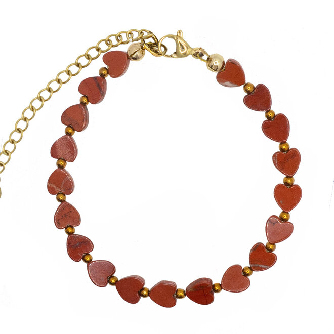 Armband hearts rode jaspis goud