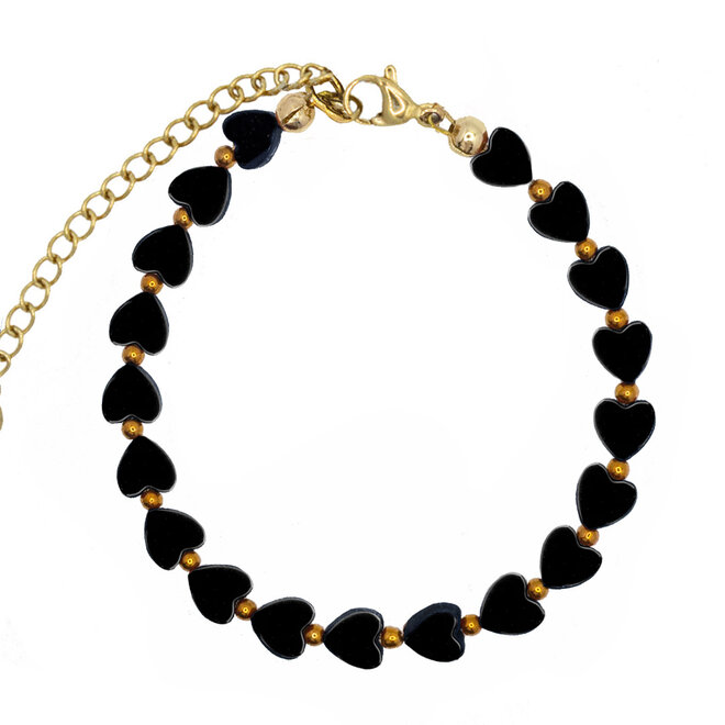 Armband hearts onyx goud