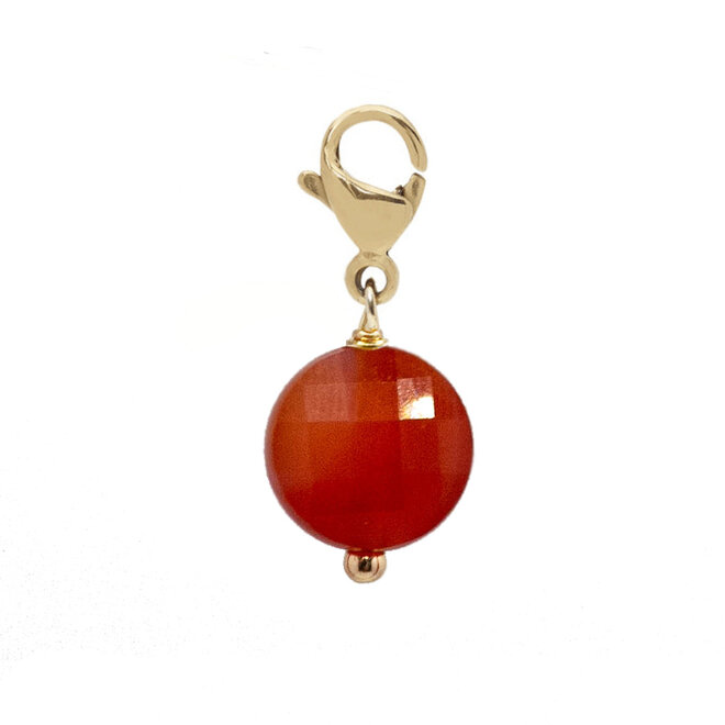 Charm facet plat oranje stripe agaat goud