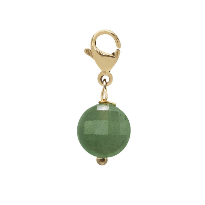 Charm facet plat donker groene aventurijn goud