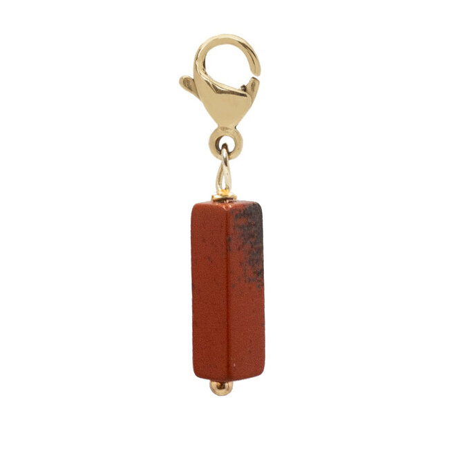 Charm cube rode jaspis goud