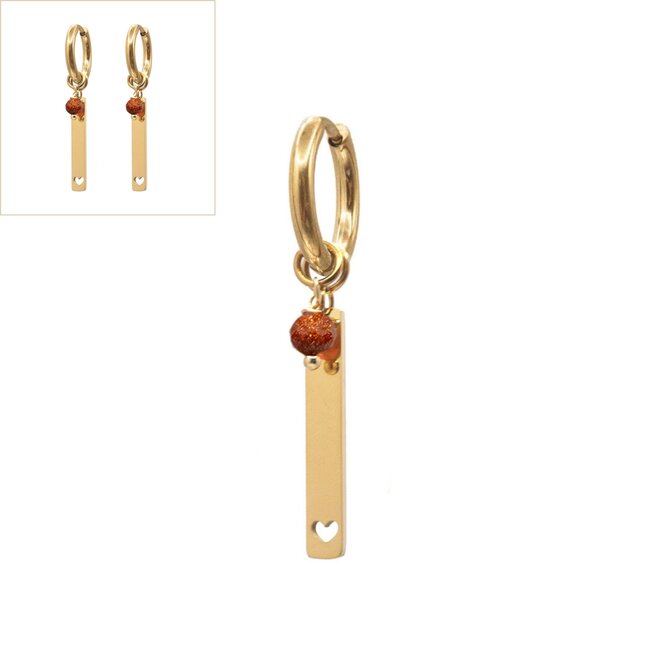 Oorringen bar goldstone glad goud