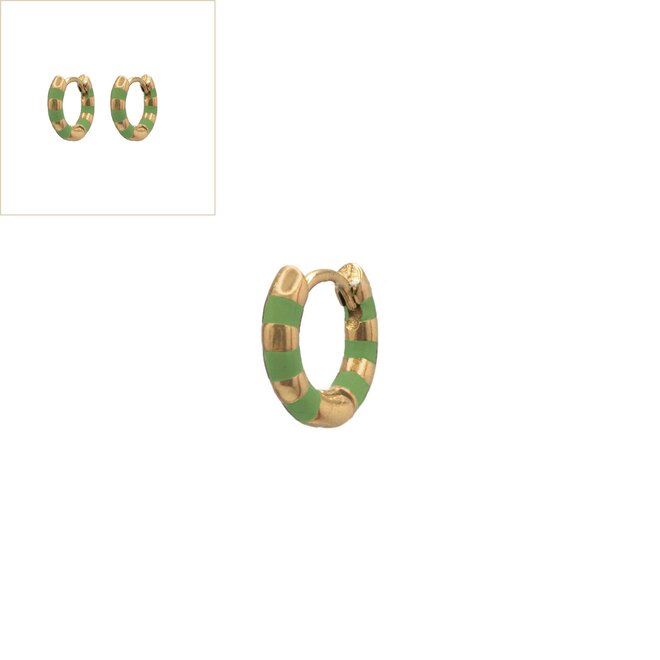 Creolen small striped groen goud
