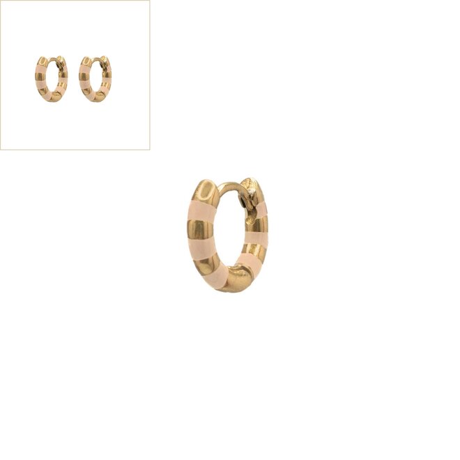Creolen small striped beige goud