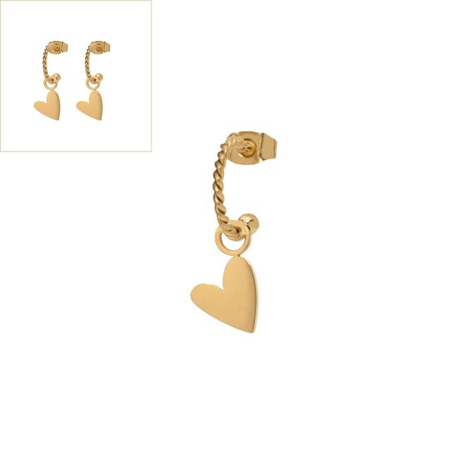 Oorringen small heart twisted goud