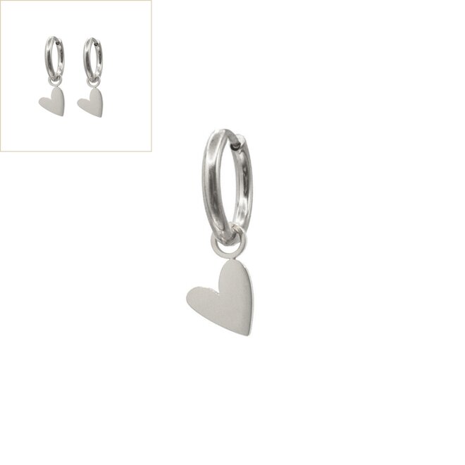 Oorringen small heart glad zilver