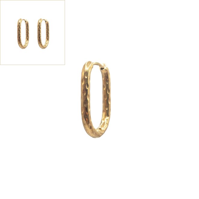 Creolen shaped oval hammered goud