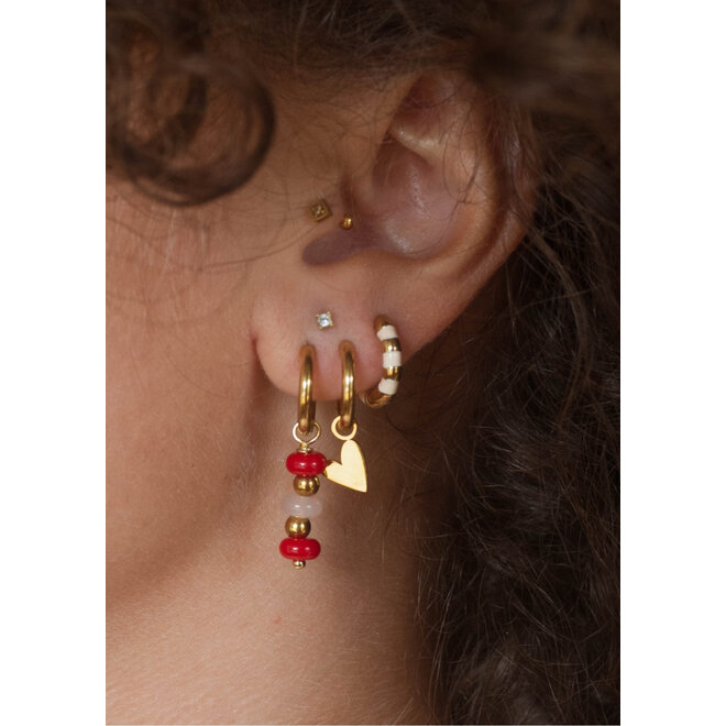 Oorringen sammie rood/roze twisted goud