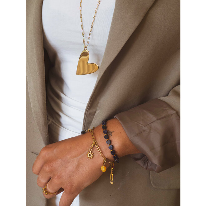 Charm facet plat gele jade goud