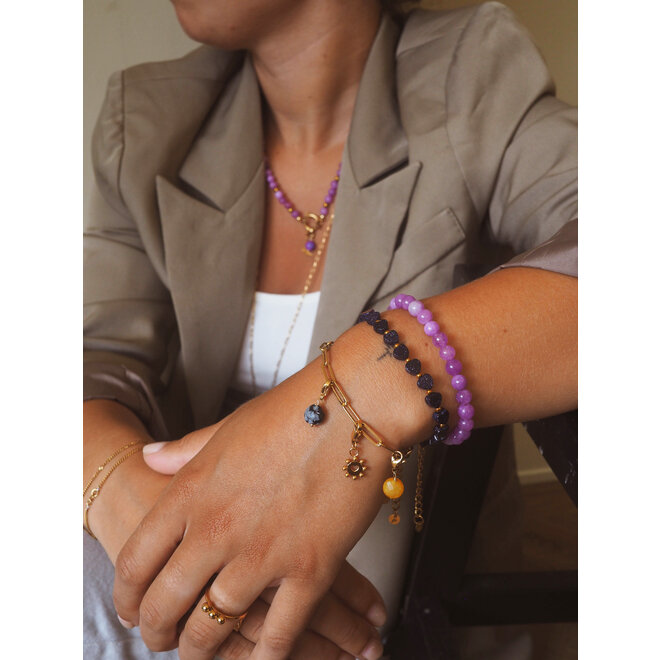 Armband hearts blue goldstone goud