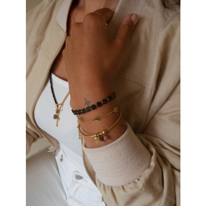 Armband hearts onyx goud