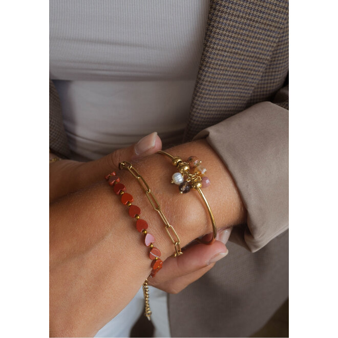 Armband hearts rode jaspis goud