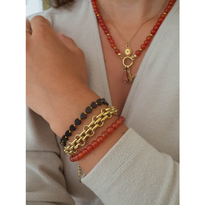 Armband jade 6mm roestbruin goud
