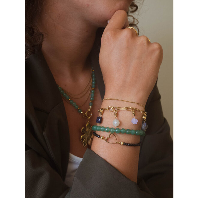 Armband jade 6mm groen goud