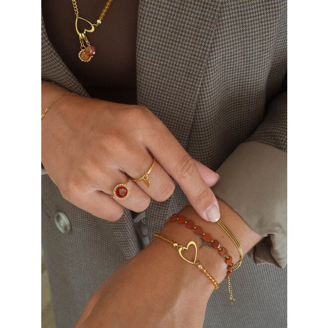 Armband open heart licht bruin goud