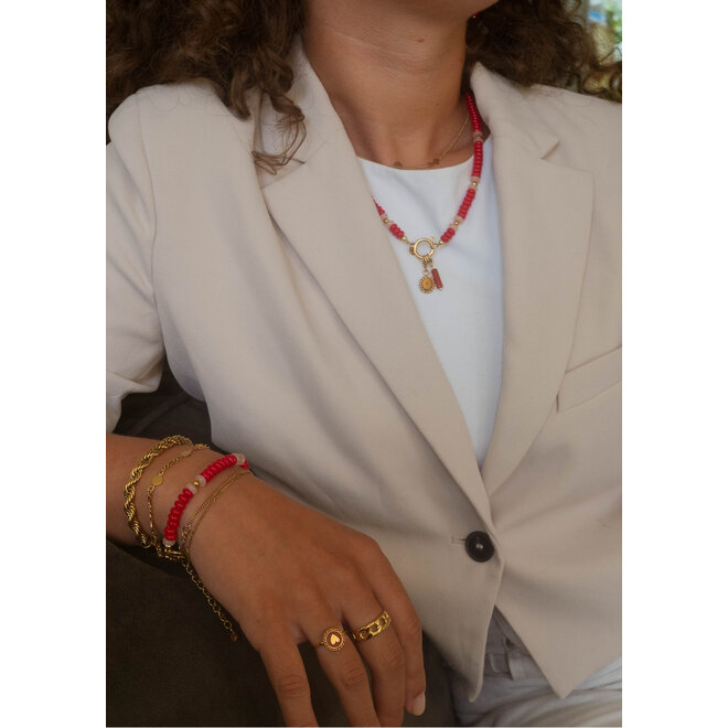 Armbanden sammie rood/roze goud