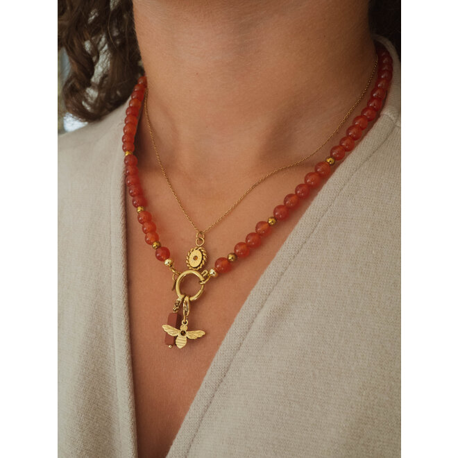 Ketting jade roestbruin goud