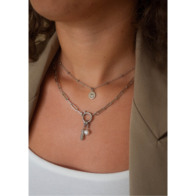 Ketting smiley zilver