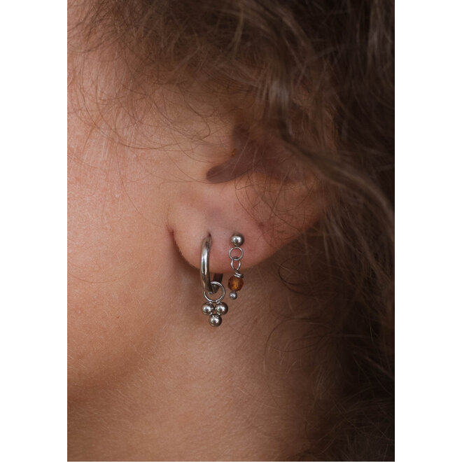 Oorringen 3 dots small zilver